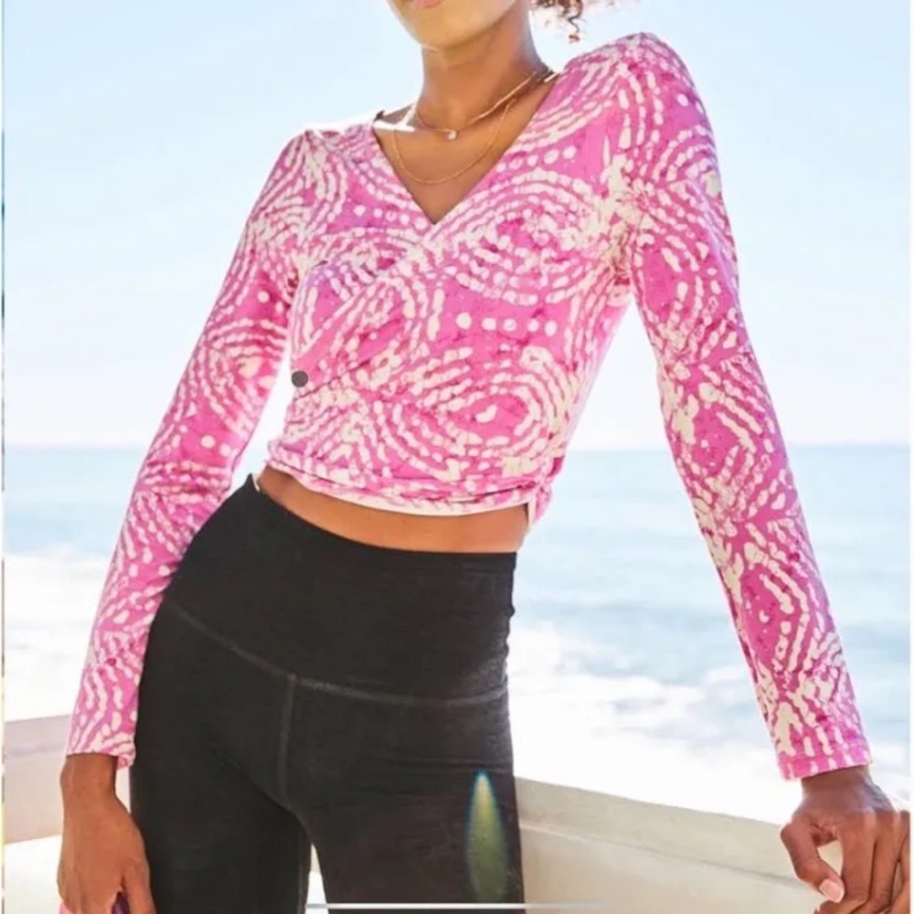Anthropologie Pink and White Crop Top